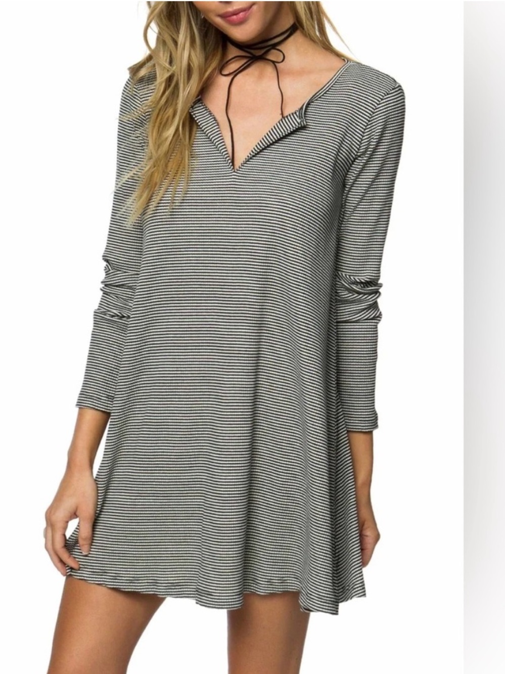 O'Neill Summit Black & White Striped Mini Dress